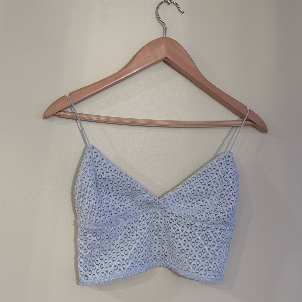 GARAGE Baby blue lace cropped tank top M